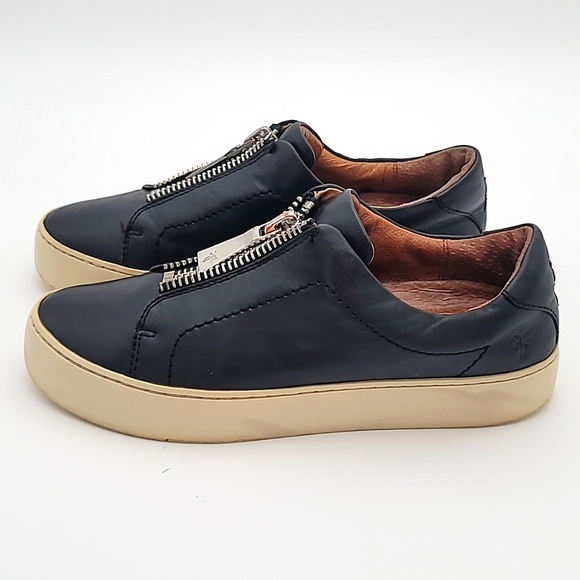 FRYE sz6 Lena Zip Low Slide in Sneaker Loafer Calfskin in Black - Picture 4 of 11